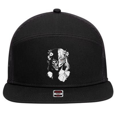 Horror Anime Manga Harajuku Gothic Grunge Aesthetic 7 Panel Mesh Trucker Snapback Hat