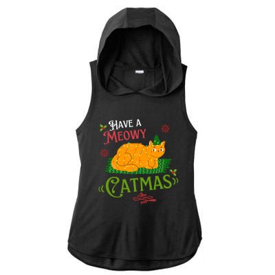 Have A Meowy Catmas Gift Ladies PosiCharge Tri-Blend Wicking Draft Hoodie Tank