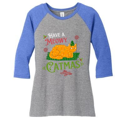 Have A Meowy Catmas Gift Women's Tri-Blend 3/4-Sleeve Raglan Shirt