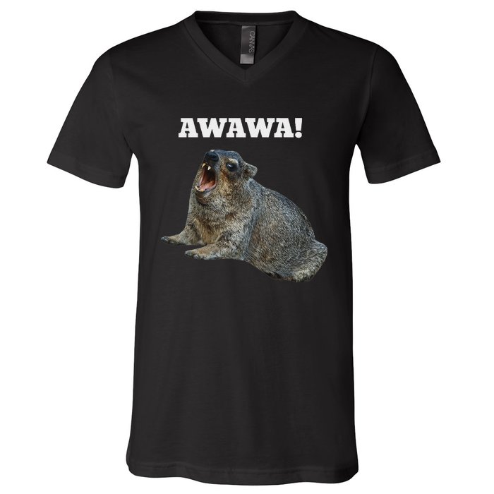 Hyrax Awawa Meme V-Neck T-Shirt