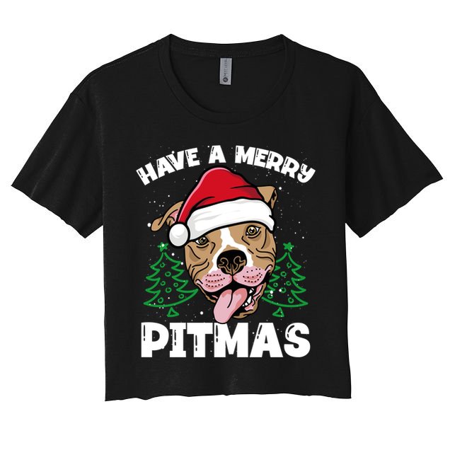 Have A Merry Pitmas Dog Owner Pitbull Dog Christmas Day Gift Crop Top