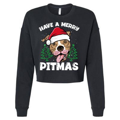 Have A Merry Pitmas Dog Owner Pitbull Dog Christmas Day Gift Cropped Pullover Crew