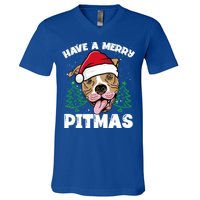 Have A Merry Pitmas Dog Owner Pitbull Dog Christmas Day Gift V-Neck T-Shirt