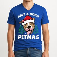 Have A Merry Pitmas Dog Owner Pitbull Dog Christmas Day Gift V-Neck T-Shirt