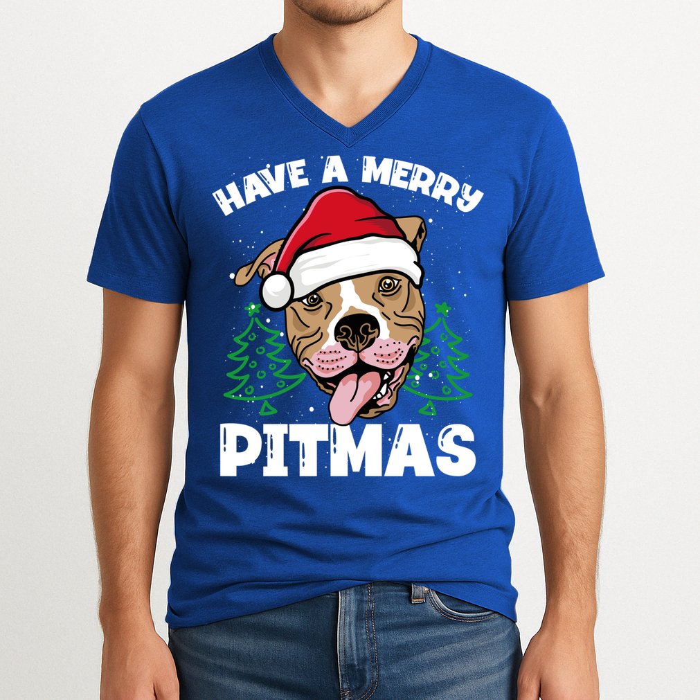 Have A Merry Pitmas Dog Owner Pitbull Dog Christmas Day Gift V-Neck T-Shirt