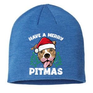 Have A Merry Pitmas Dog Owner Pitbull Dog Christmas Day Gift Sustainable Beanie