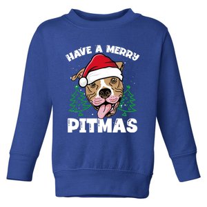 Have A Merry Pitmas Dog Owner Pitbull Dog Christmas Day Gift Toddler Sweatshirt