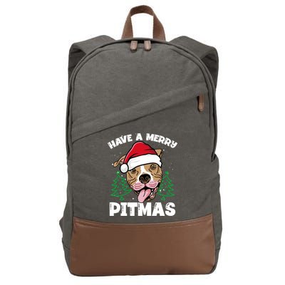 Have A Merry Pitmas Dog Owner Pitbull Dog Christmas Day Gift Cotton Canvas Backpack