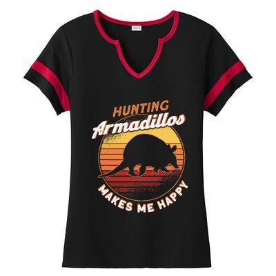 Hunting Armadillos Makes Me Happy Armadillo Lover Armadillo Ladies Halftime Notch Neck Tee