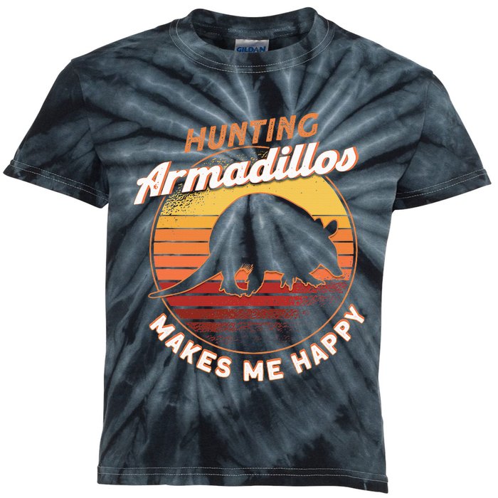 Hunting Armadillos Makes Me Happy Armadillo Lover Armadillo Kids Tie-Dye T-Shirt