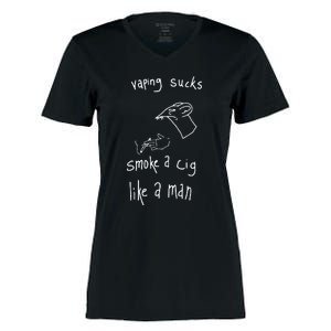 Heart Attack Man Vaping Sucks Smoke A Cig Like A Man Women's Momentum V-Neck T-Shirt