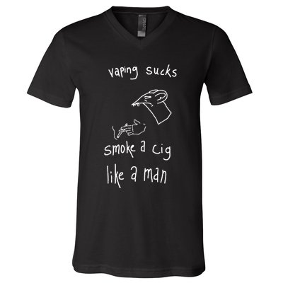 Heart Attack Man Vaping Sucks Smoke A Cig Like A Man V-Neck T-Shirt