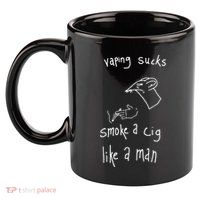 Heart Attack Man Vaping Sucks Smoke A Cig Like A Man 11oz C Handle Ceramic Mug