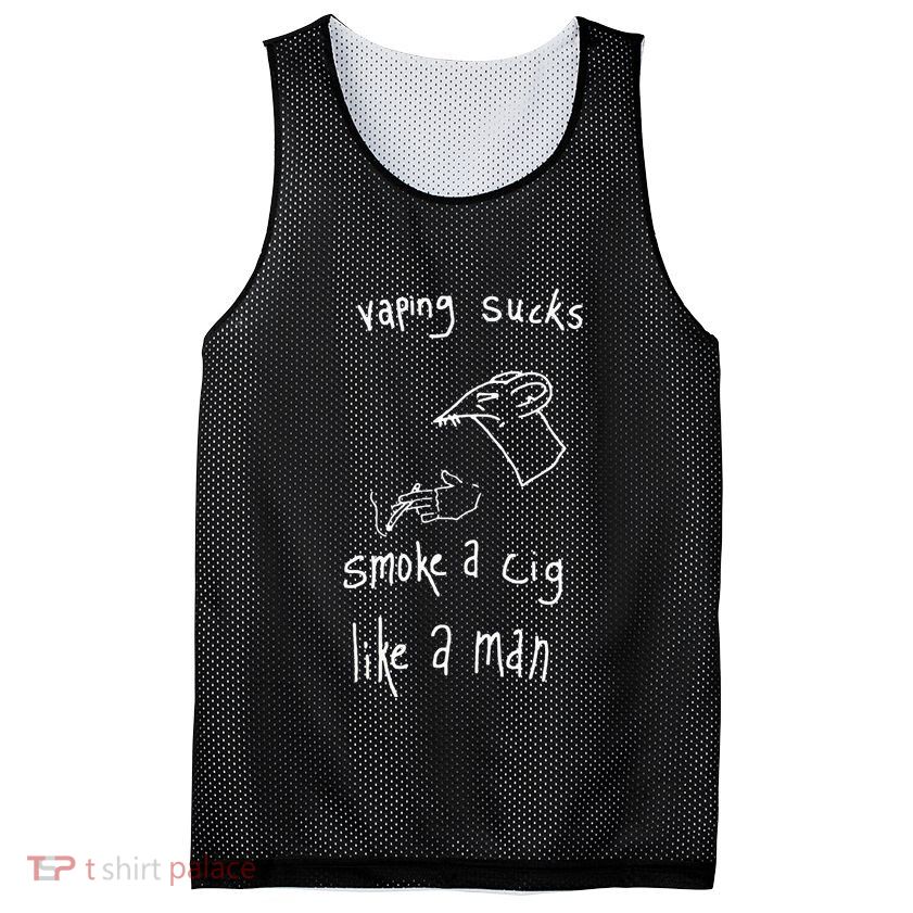 Heart Attack Man Vaping Sucks Smoke A Cig Like A Man Mesh Reversible Basketball Jersey Tank
