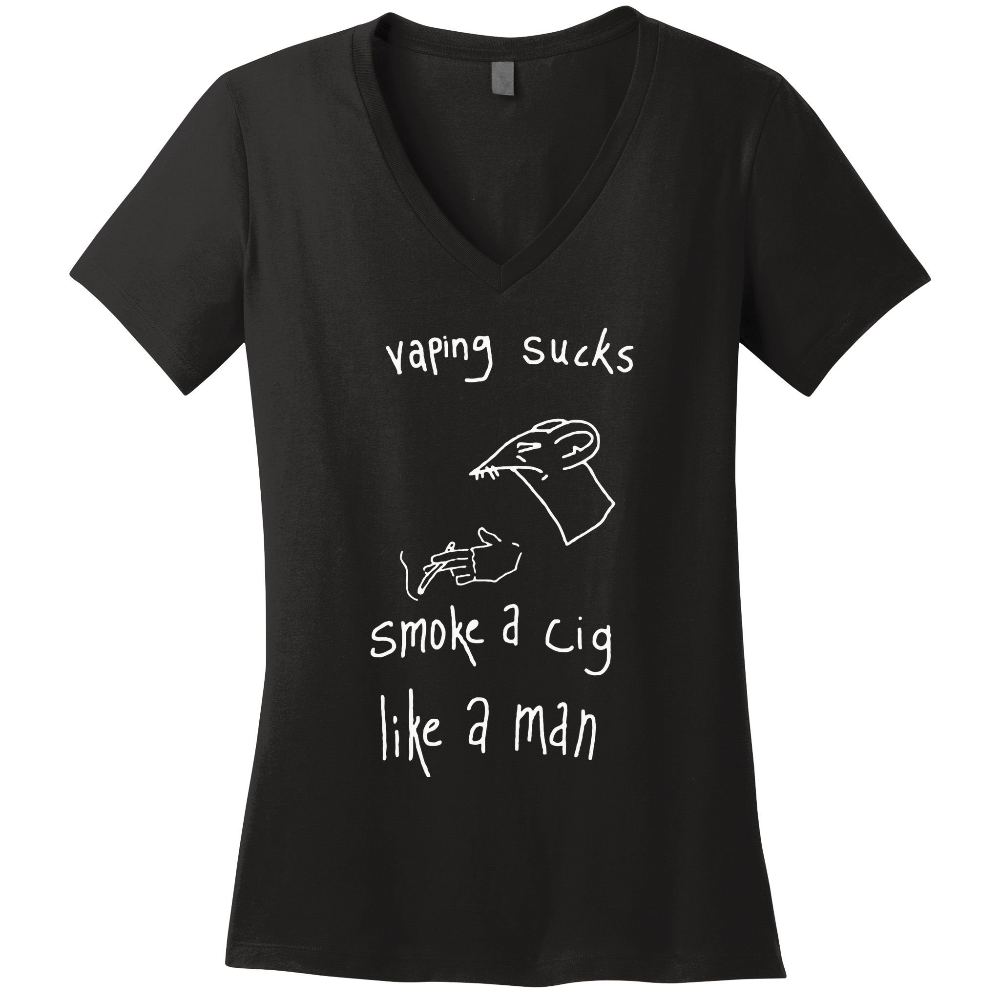 Heart Attack Man Vaping Sucks Smoke A Cig Like A Man Women's V-Neck T-Shirt