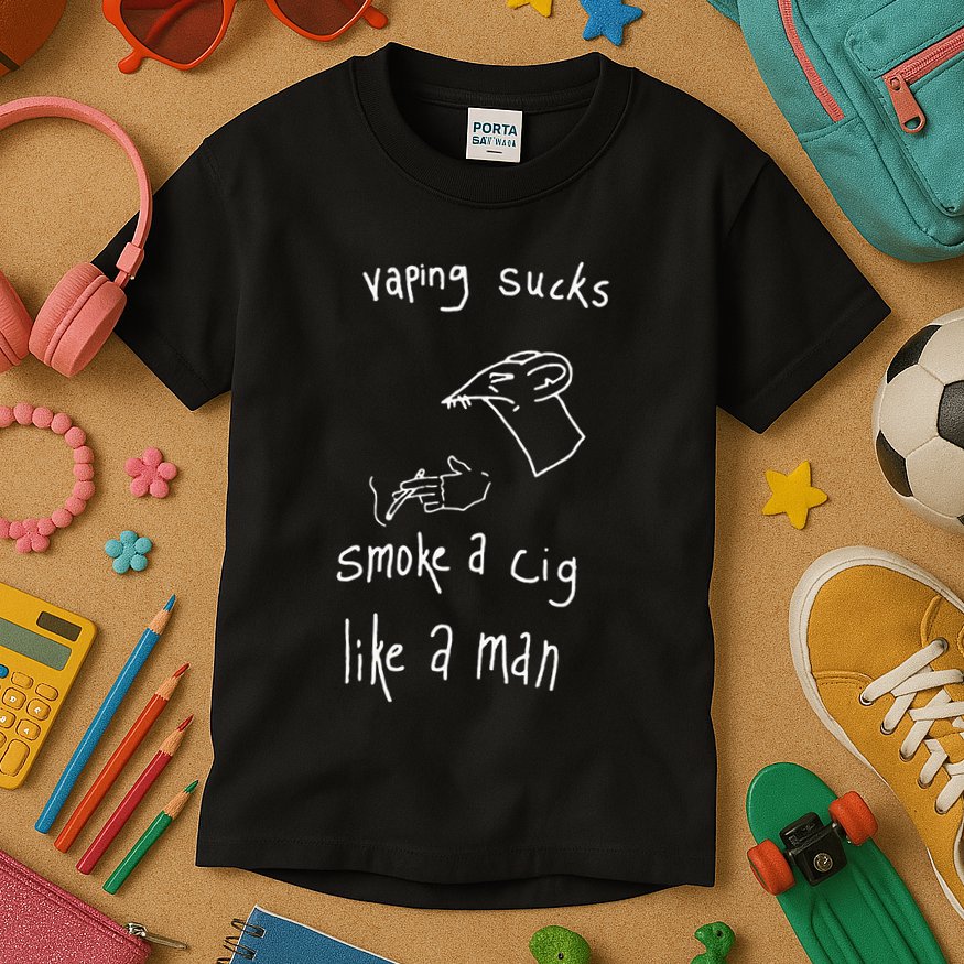 Heart Attack Man Vaping Sucks Smoke A Cig Like A Man Kids T-Shirt