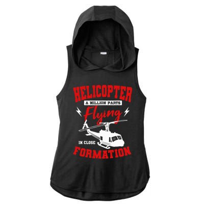 Helicopter A Million Parts Flying In Close Formation Heli Ladies PosiCharge Tri-Blend Wicking Draft Hoodie Tank