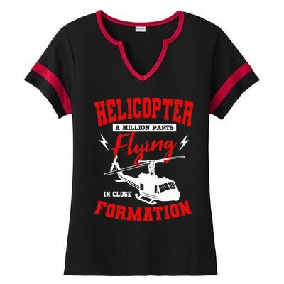 Helicopter A Million Parts Flying In Close Formation Heli Ladies Halftime Notch Neck Tee