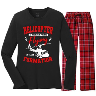 Helicopter A Million Parts Flying In Close Formation Heli Women's Long Sleeve Flannel Pajama Set 