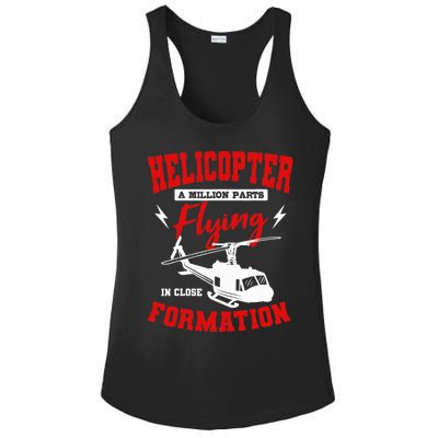 Helicopter A Million Parts Flying In Close Formation Heli Ladies PosiCharge Competitor Racerback Tank