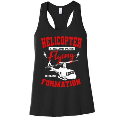 Helicopter A Million Parts Flying In Close Formation Heli Women's Racerback Tank