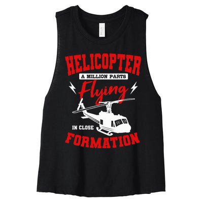 Helicopter A Million Parts Flying In Close Formation Heli Women's Racerback Cropped Tank