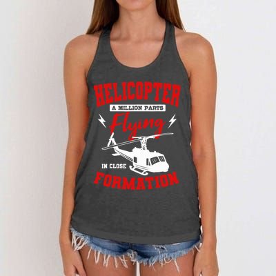 Helicopter A Million Parts Flying In Close Formation Heli Women's Knotted Racerback Tank