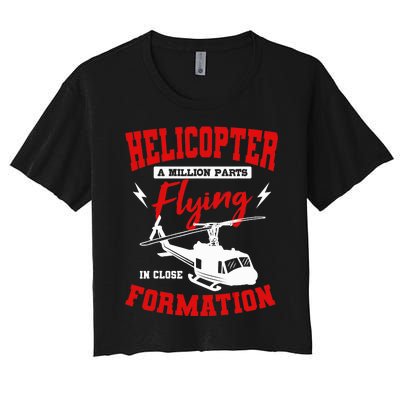 Helicopter A Million Parts Flying In Close Formation Heli Women's Crop Top Tee