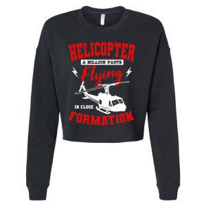 Helicopter A Million Parts Flying In Close Formation Heli Cropped Pullover Crew