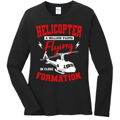 Helicopter A Million Parts Flying In Close Formation Heli Ladies Long Sleeve Shirt