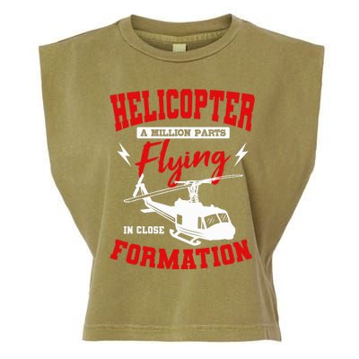 Helicopter A Million Parts Flying In Close Formation Heli Garment-Dyed Women's Muscle Tee