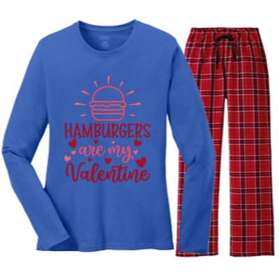 Hamburgers Are My Valentines Day And Gift Women's Long Sleeve Flannel Pajama Set 