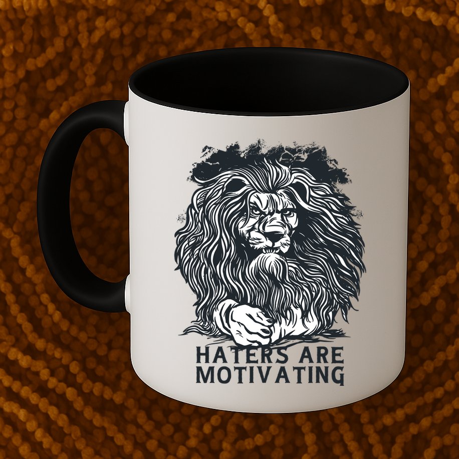 Haters Are Motivating Lion Quote Mug