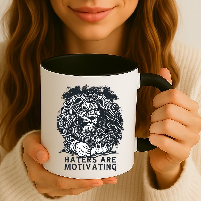 Haters Are Motivating Lion Quote Mug