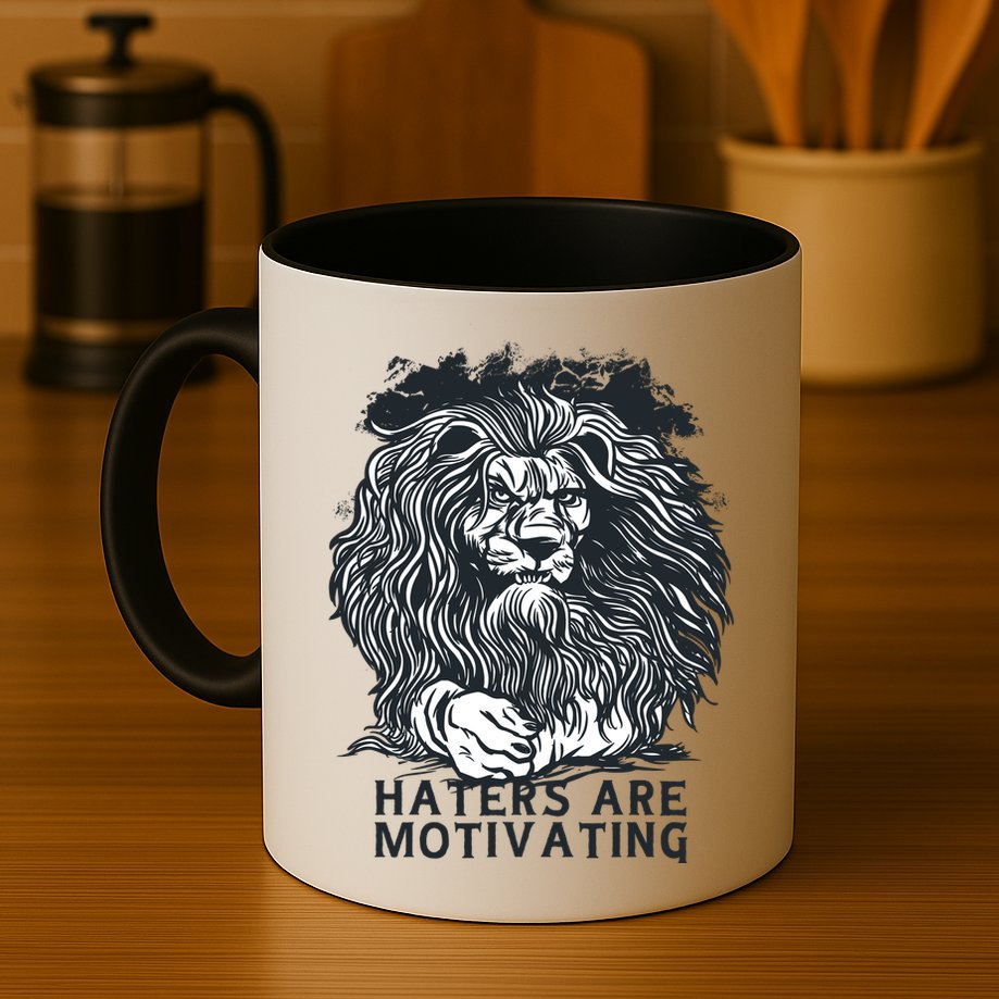 Haters Are Motivating Lion Quote Mug