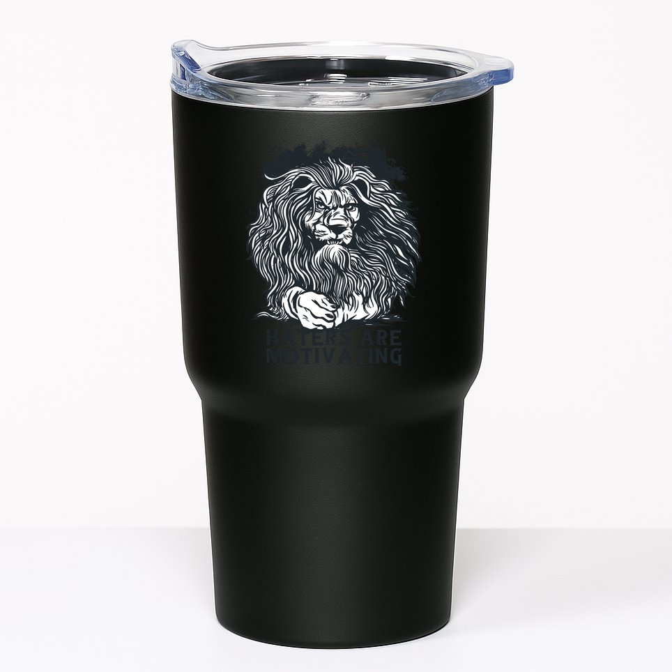Haters Are Motivating Lion Quote Tumbler