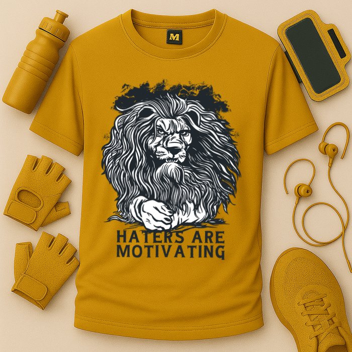 Haters Are Motivating Lion Quote Cooling Performance Crew T-Shirt
