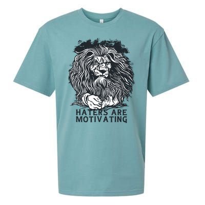 Haters Are Motivating Lion Quote Sueded Cloud Jersey T-Shirt