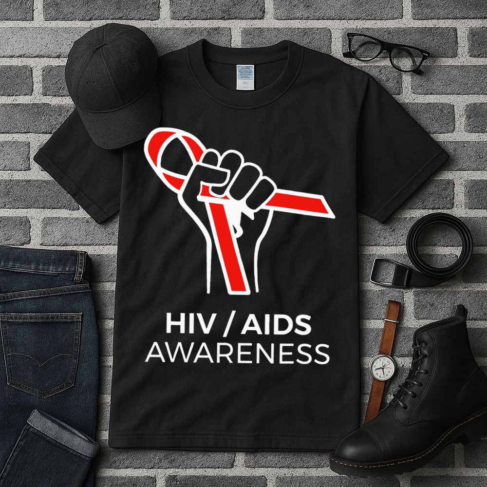 HIV Awareness Month Red Ribbon National AIDS Awareness Tall T-Shirt