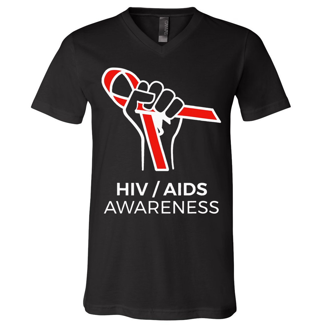 HIV Awareness Month Red Ribbon National AIDS Awareness V-Neck T-Shirt