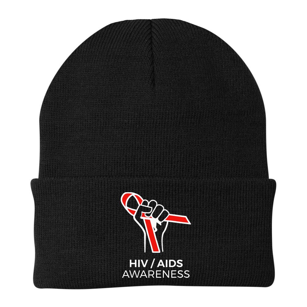 HIV Awareness Month Red Ribbon National AIDS Awareness Beanie