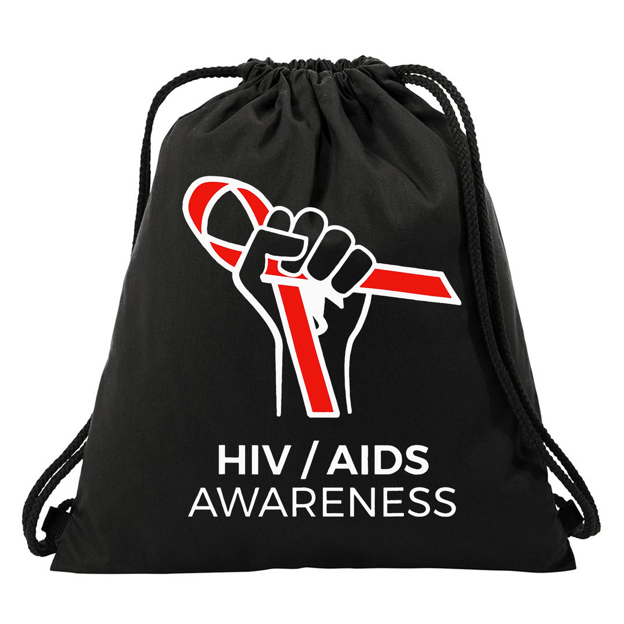 HIV Awareness Month Red Ribbon National AIDS Awareness Drawstring Bag