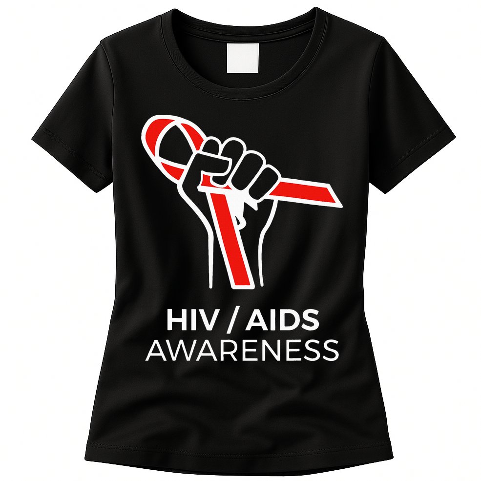 HIV Awareness Month Red Ribbon National AIDS Awareness Womens T-Shirt