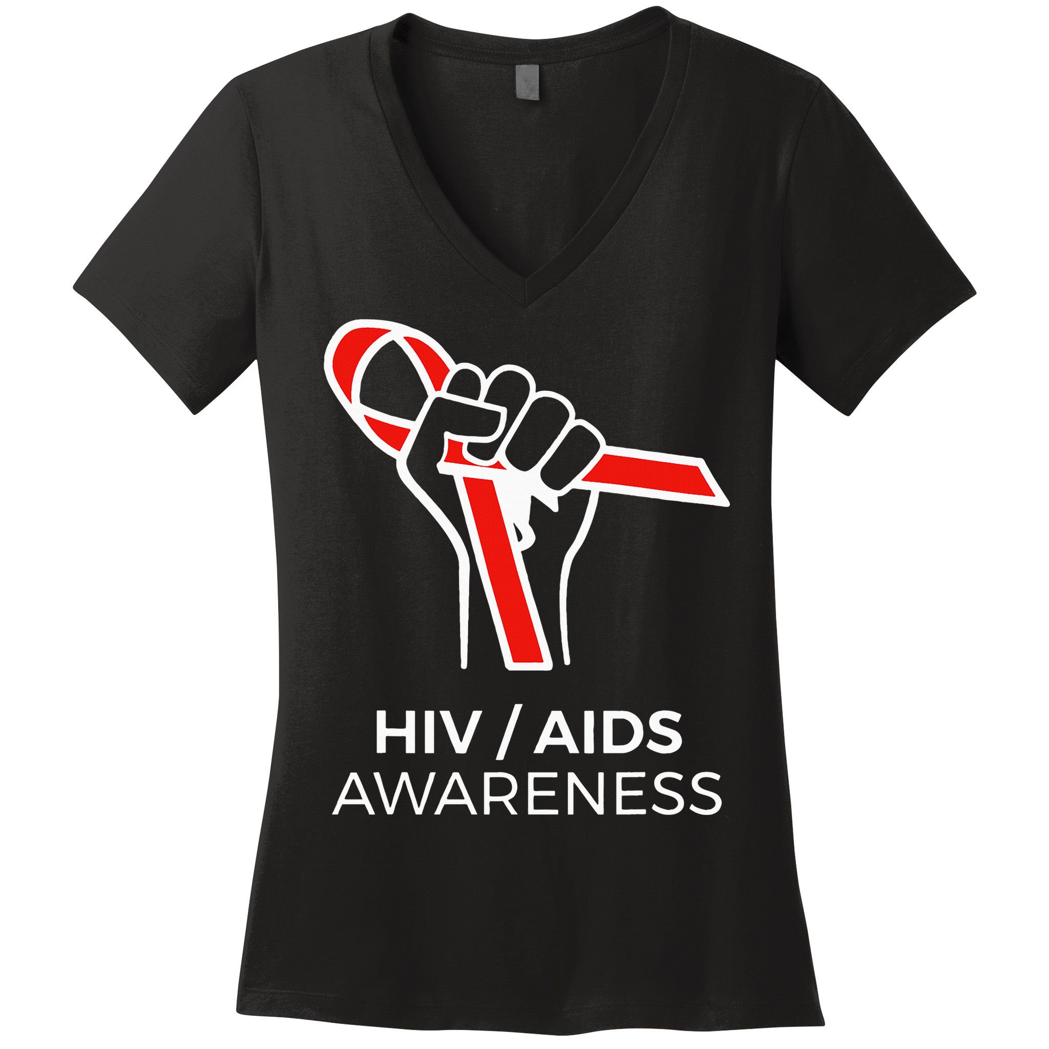 HIV Awareness Month Red Ribbon National AIDS Awareness Women's V-Neck T-Shirt