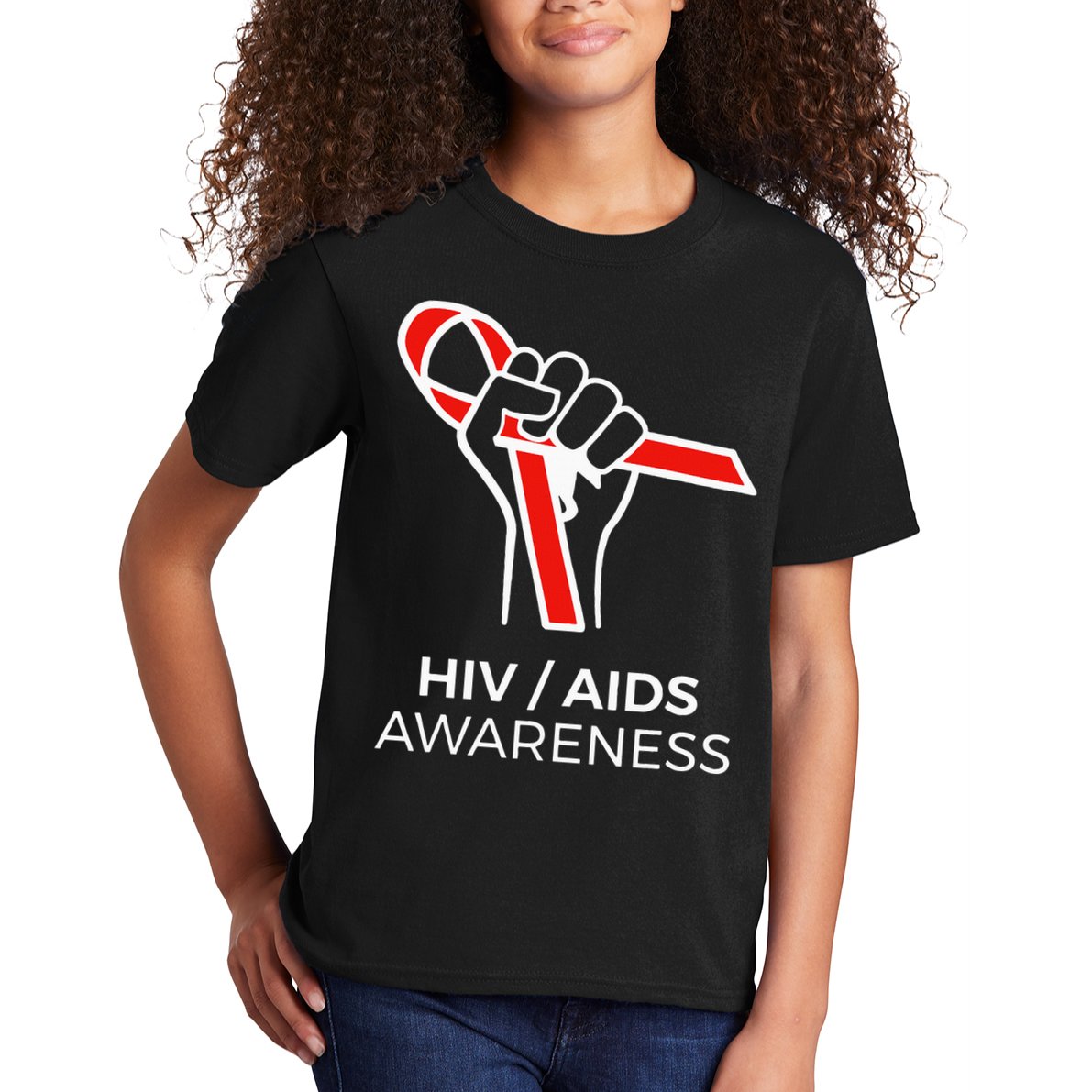 HIV Awareness Month Red Ribbon National AIDS Awareness Kids T-Shirt