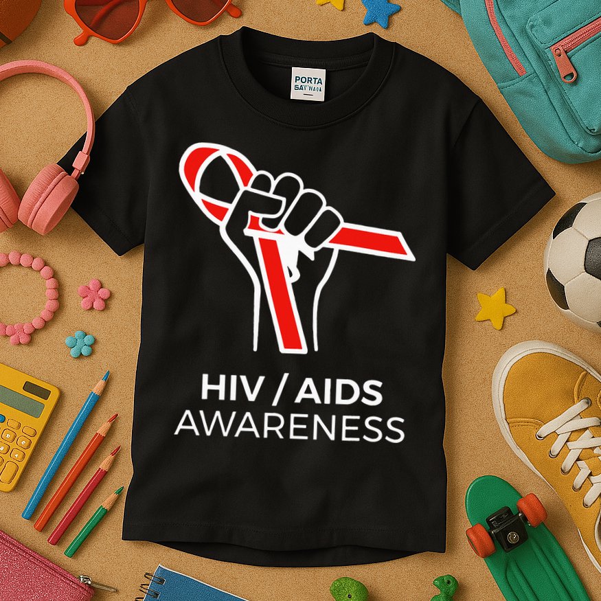 HIV Awareness Month Red Ribbon National AIDS Awareness Kids T-Shirt