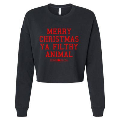 Home Alone Merry Christmas Ya Filthy Animal Text Stack Cropped Pullover Crew