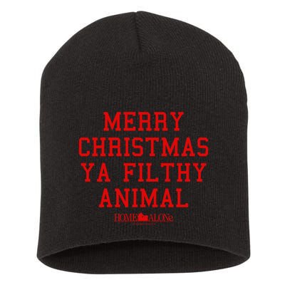 Home Alone Merry Christmas Ya Filthy Animal Text Stack Short Acrylic Beanie