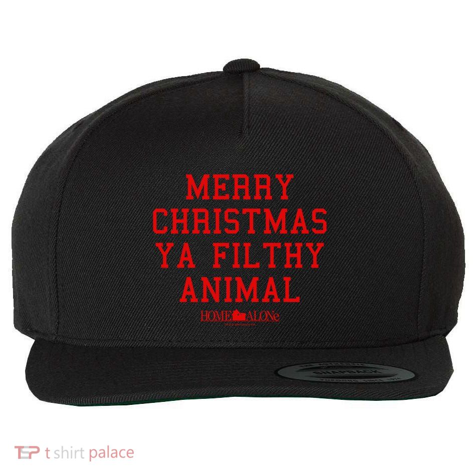 Home Alone Merry Christmas Ya Filthy Animal Text Stack Wool Snapback Cap