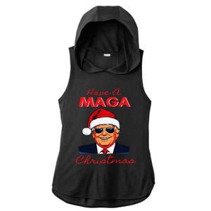 Have A Maga Christmas Humorous Pajamas Santa Ladies PosiCharge Tri-Blend Wicking Draft Hoodie Tank